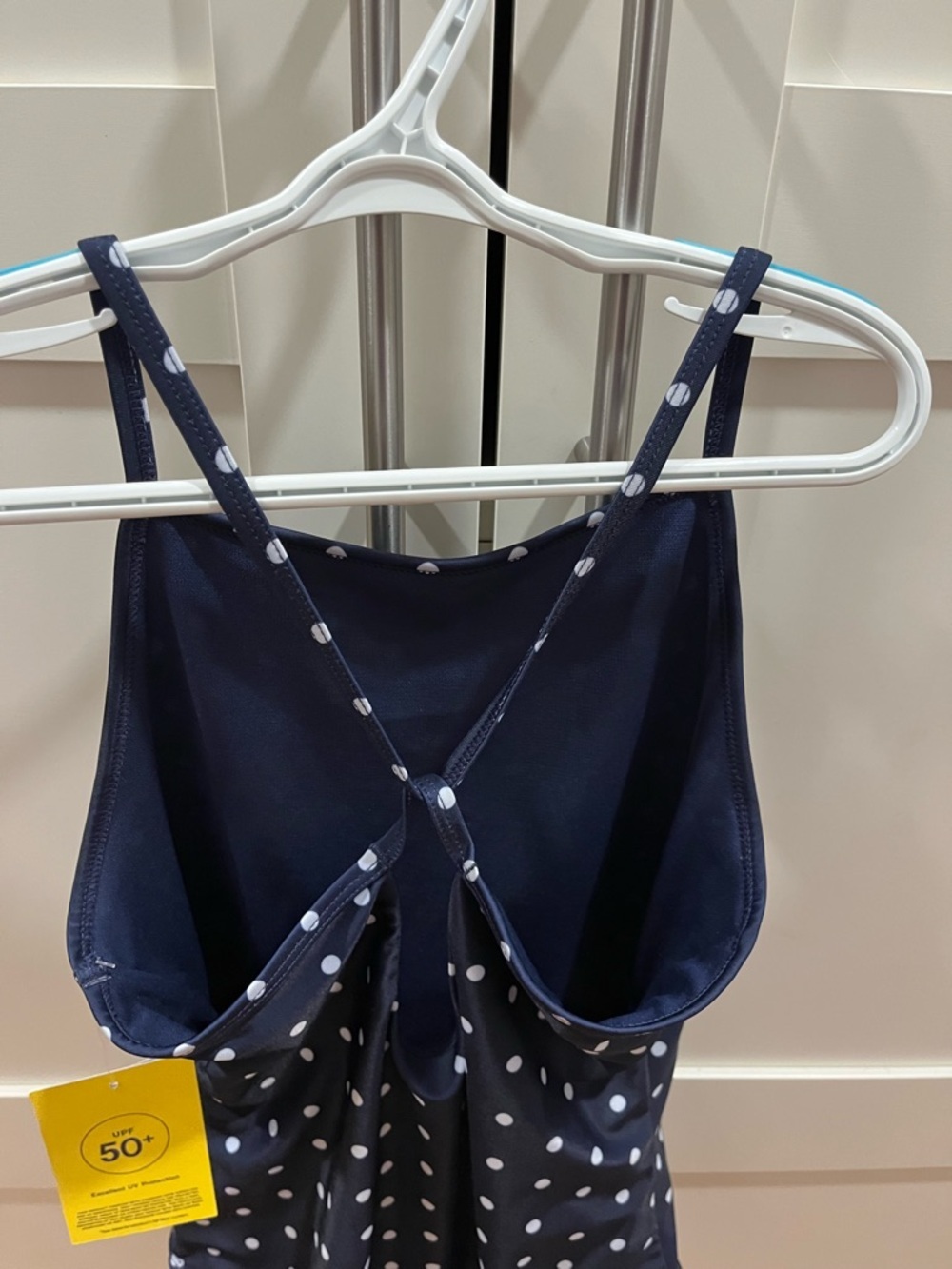 GAP girls XXL navy/white polkadot razorback swimsuit, NWT - Picture 6 of 7